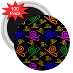 Pattern Repetition Snail Blue 3  Magnets (100 pack)