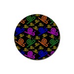 Pattern Repetition Snail Blue Rubber Coaster (Round)