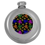 Pattern Repetition Snail Blue Round Hip Flask (5 oz)