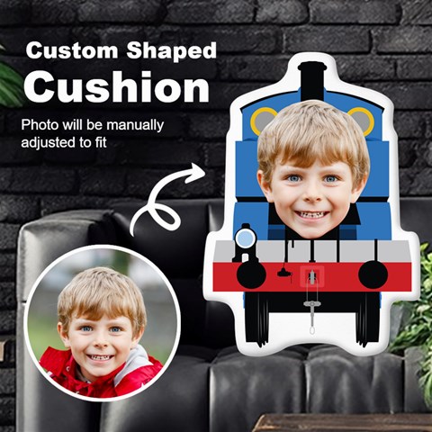 Personalized Photo in Train head Cartoon Style Custom Shaped Cushion Cut To Shape Cushion Case from ArtsNow.com Front