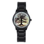 Nature Outdoors Cellphone Wallpaper Background Artistic Artwork Starlight Book Cover Wilderness Land Stainless Steel Round Watch