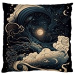Starry Sky Moon Space Cosmic Galaxy Nature Art Clouds Art Nouveau Abstract Large Premium Plush Fleece Cushion Case (One Side)