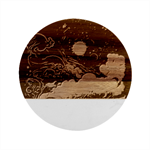 Starry Sky Moon Space Cosmic Galaxy Nature Art Clouds Art Nouveau Abstract Marble Wood Coaster (Round)
