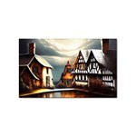 Village Reflections Snow Sky Dramatic Town House Cottages Pond Lake City Sticker Rectangular (10 pack)