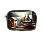 Village Reflections Snow Sky Dramatic Town House Cottages Pond Lake City Coin Purse