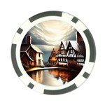 Village Reflections Snow Sky Dramatic Town House Cottages Pond Lake City Poker Chip Card Guard (10 pack)