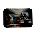 Village Reflections Snow Sky Dramatic Town House Cottages Pond Lake City Open Lid Metal Box (Silver)  