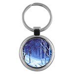 Landscape Outdoors Greeting Card Snow Forest Woods Nature Path Trail Santa s Village Key Chain (Round)
