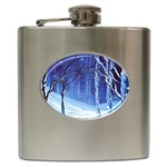 Landscape Outdoors Greeting Card Snow Forest Woods Nature Path Trail Santa s Village Hip Flask (6 oz)