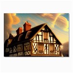 Village House Cottage Medieval Timber Tudor Split timber Frame Architecture Town Twilight Chimney Postcard 4 x 6  (Pkg of 10)