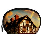 Village House Cottage Medieval Timber Tudor Split timber Frame Architecture Town Twilight Chimney Accessory Pouch (Large)