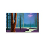 Artwork Outdoors Night Trees Setting Scene Forest Woods Light Moonlight Nature Sticker Rectangular (10 pack)