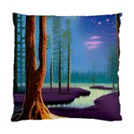 Artwork Outdoors Night Trees Setting Scene Forest Woods Light Moonlight Nature Standard Cushion Case (One Side)