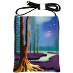 Artwork Outdoors Night Trees Setting Scene Forest Woods Light Moonlight Nature Shoulder Sling Bag