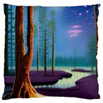 Artwork Outdoors Night Trees Setting Scene Forest Woods Light Moonlight Nature Standard Premium Plush Fleece Cushion Case (Two Sides)