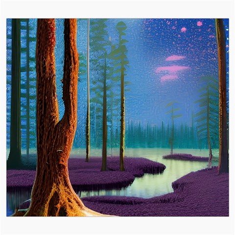 Artwork Outdoors Night Trees Setting Scene Forest Woods Light Moonlight Nature Roll Up Canvas Pencil Holder (S) from ArtsNow.com Front
