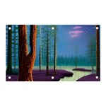 Artwork Outdoors Night Trees Setting Scene Forest Woods Light Moonlight Nature Banner and Sign 5  x 3 