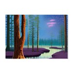 Artwork Outdoors Night Trees Setting Scene Forest Woods Light Moonlight Nature Crystal Sticker (A4)