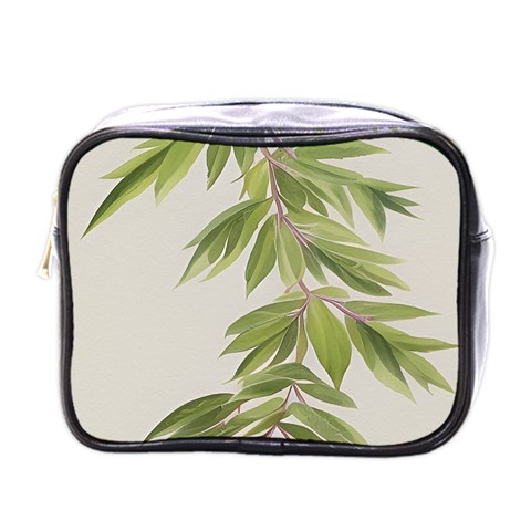 Watercolor Leaves Branch Nature Plant Growing Still Life Botanical Study Mini Toiletries Bag (One Side) from ArtsNow.com Front