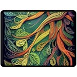 Outdoors Night Setting Scene Forest Woods Light Moonlight Nature Wilderness Leaves Branches Abstract Fleece Blanket (Large)