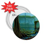 Boat Canoe Swamp Bayou Roots Moss Log Nature Scene Landscape Water Lake Setting Abandoned Rowboat Fi 2.25  Buttons (100 pack) 