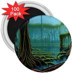 Boat Canoe Swamp Bayou Roots Moss Log Nature Scene Landscape Water Lake Setting Abandoned Rowboat Fi 3  Magnets (100 pack)