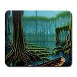 Boat Canoe Swamp Bayou Roots Moss Log Nature Scene Landscape Water Lake Setting Abandoned Rowboat Fi Large Mousepad