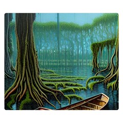 Boat Canoe Swamp Bayou Roots Moss Log Nature Scene Landscape Water Lake Setting Abandoned Rowboat Fi Two Sides Premium Plush Fleece Blanket (Kids Size) from ArtsNow.com 50 x40  Blanket Front