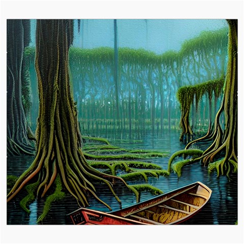 Boat Canoe Swamp Bayou Roots Moss Log Nature Scene Landscape Water Lake Setting Abandoned Rowboat Fi Roll Up Canvas Pencil Holder (S) from ArtsNow.com Front
