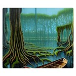 Boat Canoe Swamp Bayou Roots Moss Log Nature Scene Landscape Water Lake Setting Abandoned Rowboat Fi Premium Plush Fleece Blanket (Small)