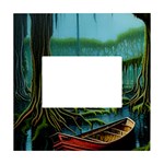 Boat Canoe Swamp Bayou Roots Moss Log Nature Scene Landscape Water Lake Setting Abandoned Rowboat Fi White Box Photo Frame 4  x 6 