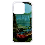 Boat Canoe Swamp Bayou Roots Moss Log Nature Scene Landscape Water Lake Setting Abandoned Rowboat Fi iPhone 14 Pro TPU UV Print Case