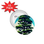 Pine Moon Tree Landscape Nature Scene Stars Setting Night Midnight Full Moon 1.75  Buttons (10 pack)