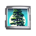 Pine Moon Tree Landscape Nature Scene Stars Setting Night Midnight Full Moon Mega Link Italian Charm (18mm)