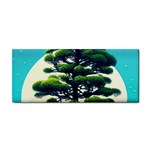 Pine Moon Tree Landscape Nature Scene Stars Setting Night Midnight Full Moon Hand Towel