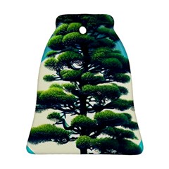 Pine Moon Tree Landscape Nature Scene Stars Setting Night Midnight Full Moon Bell Ornament (Two Sides) from ArtsNow.com Back