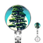 Pine Moon Tree Landscape Nature Scene Stars Setting Night Midnight Full Moon Stainless Steel Nurses Watch