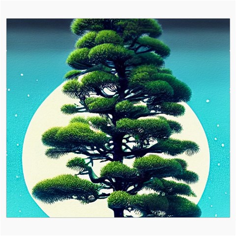 Pine Moon Tree Landscape Nature Scene Stars Setting Night Midnight Full Moon Roll Up Canvas Pencil Holder (S) from ArtsNow.com Front