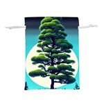 Pine Moon Tree Landscape Nature Scene Stars Setting Night Midnight Full Moon Lightweight Drawstring Pouch (M)