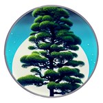 Pine Moon Tree Landscape Nature Scene Stars Setting Night Midnight Full Moon Wireless Fast Charger(White)