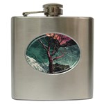 Night Sky Nature Tree Night Landscape Forest Galaxy Fantasy Dark Sky Planet Hip Flask (6 oz)