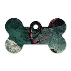 Night Sky Nature Tree Night Landscape Forest Galaxy Fantasy Dark Sky Planet Dog Tag Bone (Two Sides) from ArtsNow.com Back