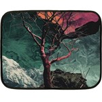 Night Sky Nature Tree Night Landscape Forest Galaxy Fantasy Dark Sky Planet Fleece Blanket (Mini)