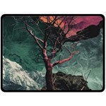 Night Sky Nature Tree Night Landscape Forest Galaxy Fantasy Dark Sky Planet Fleece Blanket (Large)