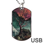 Night Sky Nature Tree Night Landscape Forest Galaxy Fantasy Dark Sky Planet Dog Tag USB Flash (One Side)