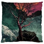 Night Sky Nature Tree Night Landscape Forest Galaxy Fantasy Dark Sky Planet Large Premium Plush Fleece Cushion Case (One Side)