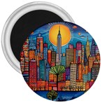 City New York Nyc Skyscraper Skyline Downtown Night Business Urban Travel Landmark Building Architec 3  Magnets