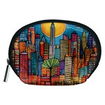 City New York Nyc Skyscraper Skyline Downtown Night Business Urban Travel Landmark Building Architec Accessory Pouch (Medium)