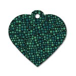 Squares cubism geometric background Dog Tag Heart (One Side)