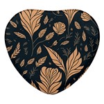 Background Pattern Leaves Texture Heart Glass Fridge Magnet (4 pack)